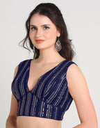 Pujia Mills WomenS Indian Ethnic Wear Sabyasachi Sequence With Dhaga Embroidered Zari Work Sweetheart Neck Blouse Sleeveless Re