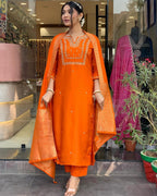ANNI DESIGNER Women s Kurta with Trousers and Dupatta, Orange, Medium