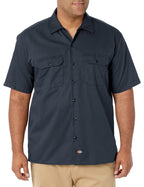 Dickies mens Short Sleeve Work Big and Tall Button Down Shirt, Dark Navy, 5X-Large Big US