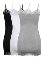 3 Pack Women Tank Tops Lace Cami Camisoles Adjustable Spaghetti Strap Lace Tank Top for Girls Wearing (Black,White and Grey, XL)