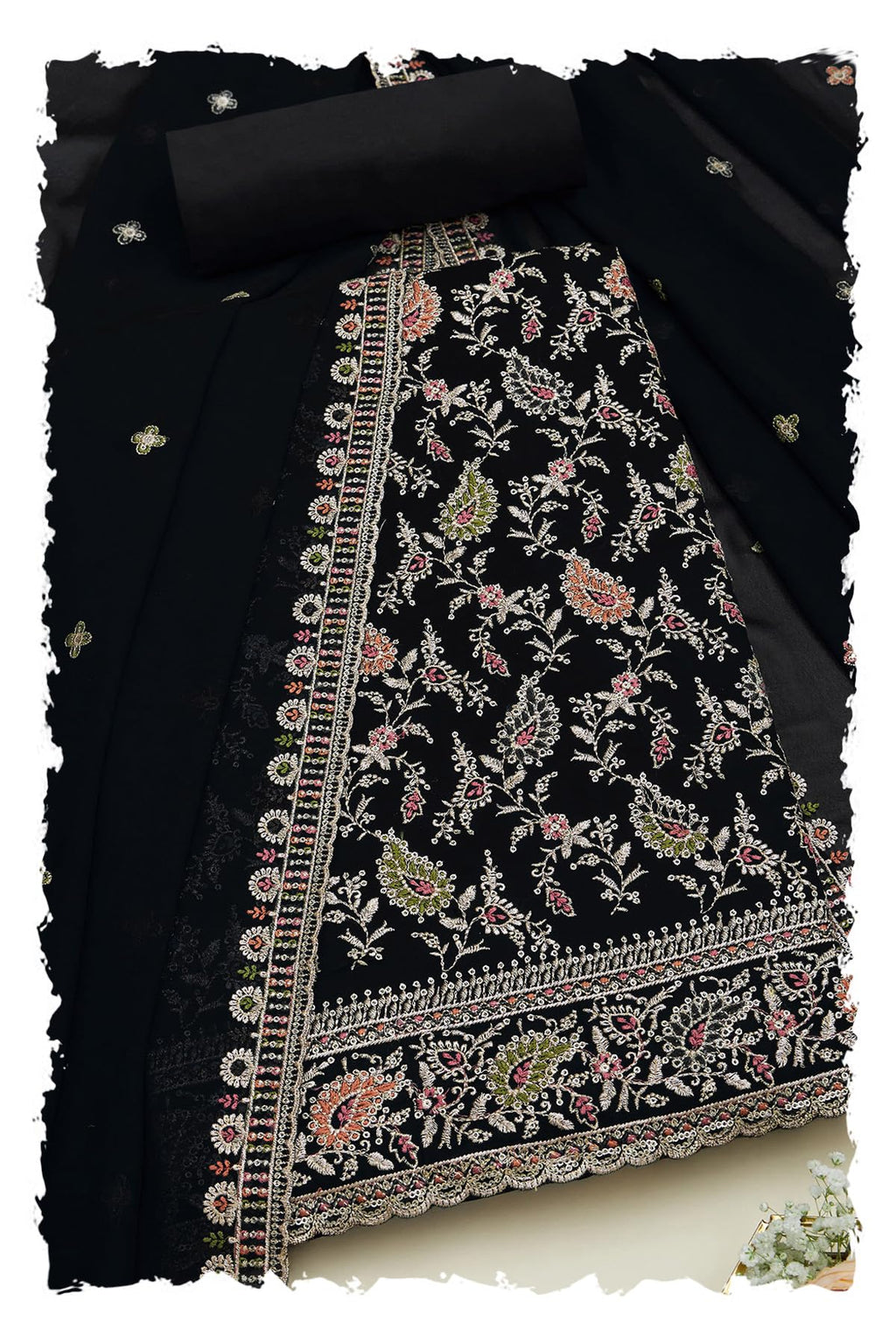 Soch Women Georgette Embroidered Unstitched Dress Material with Zari