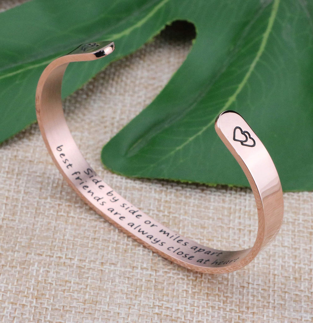 JoycuFF Christmas Gifts Best Friends Bracelets for Women Friendship Cuff Bang Bracelet Jewelry Gift for Women Say Side by Side o