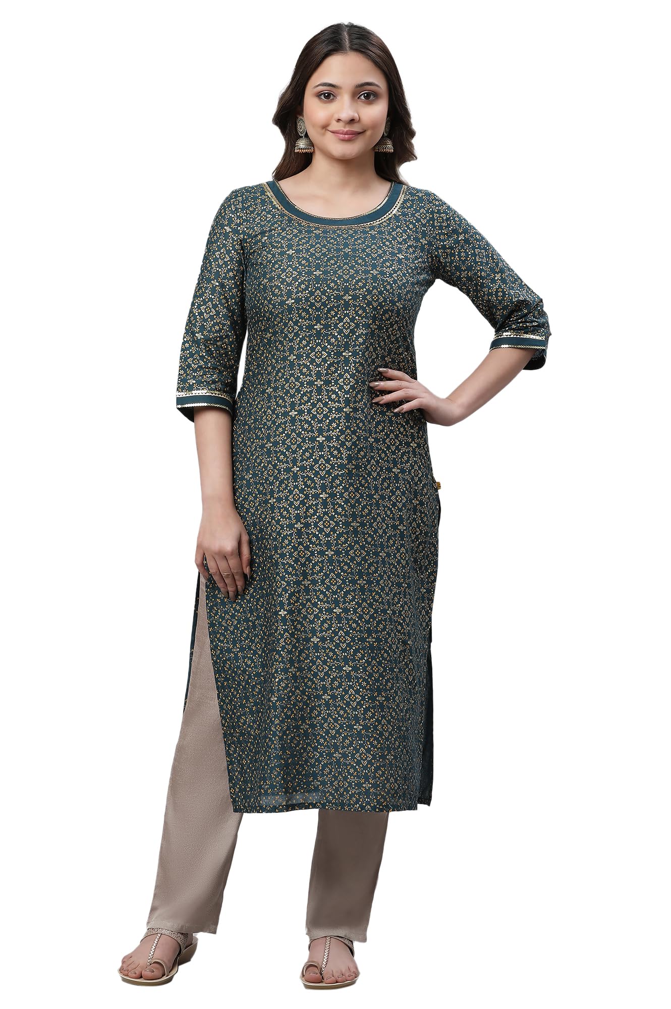 Aurelia Womens Jasper Geometric Printed Pure Cotton Straight Kurta_23AUA14535-507312_S