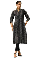 Libas WomenS Cotton Ethnic Motifs Straight Kurta (372470R Black