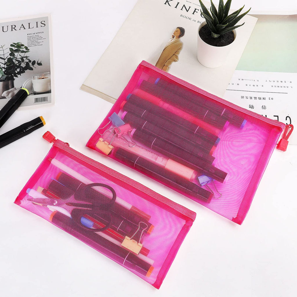 Sinzip 12 Pieces Zipper Nylon Mesh Pouch, Mesh Cosmetic Bags Makeup Bags Pencil Case, Multipurpose Travel Bags for WB06 Wb06
