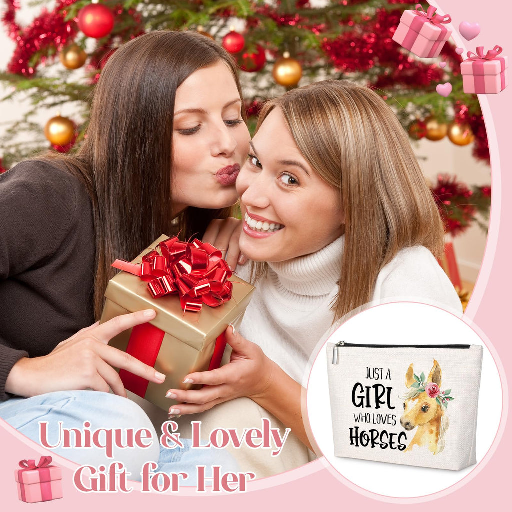 GevGuxLuo Horses Gifts for Horse Lovers, Birthday Gift for Best Friend Sister, Horse Accessories, Animal Lovers Makeup Bag Zippe