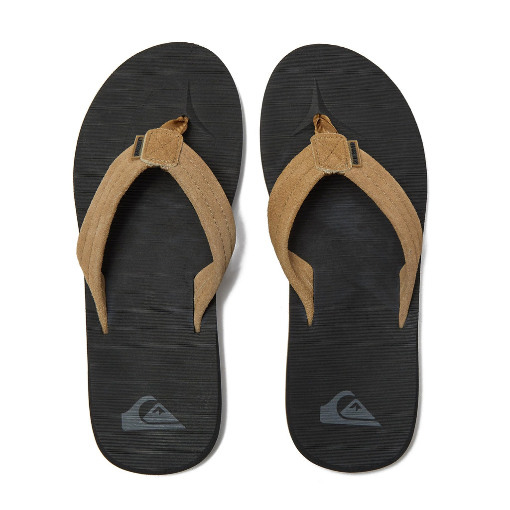 Quiksilver Men's Carver Suede 3 Point Flip Flop Athletic Sandal, Brown/Black/Brown, 14