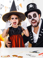 SATINIOR 6 Pairs Black White Kid Costume Glove Short Cosplay Glove Girl Boy Dress up for Halloween Party Opera Accessories