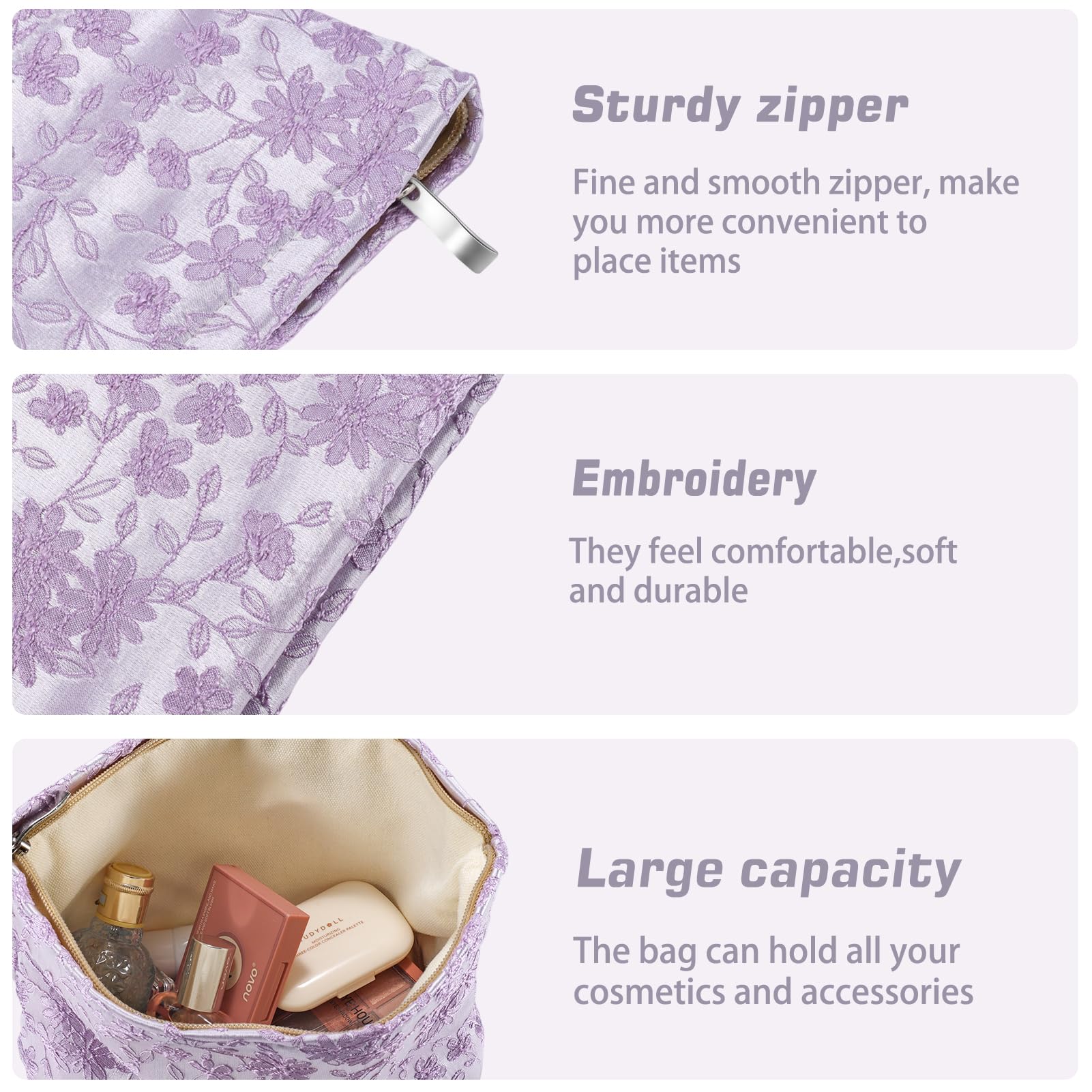 ZLFSRQ Daisy Flower Makeup Bag Travel Cute Floral Cosmetic Bags for Women Large Makeup Pouch Zipper Cosmetic Pouch for Purse Aes