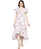 Oomph! Dress For Women Stylish| Summer Vacation Style |Floral Print Wrap Maxi |Lightweight Flared Maxi Dress For Casual & Holida