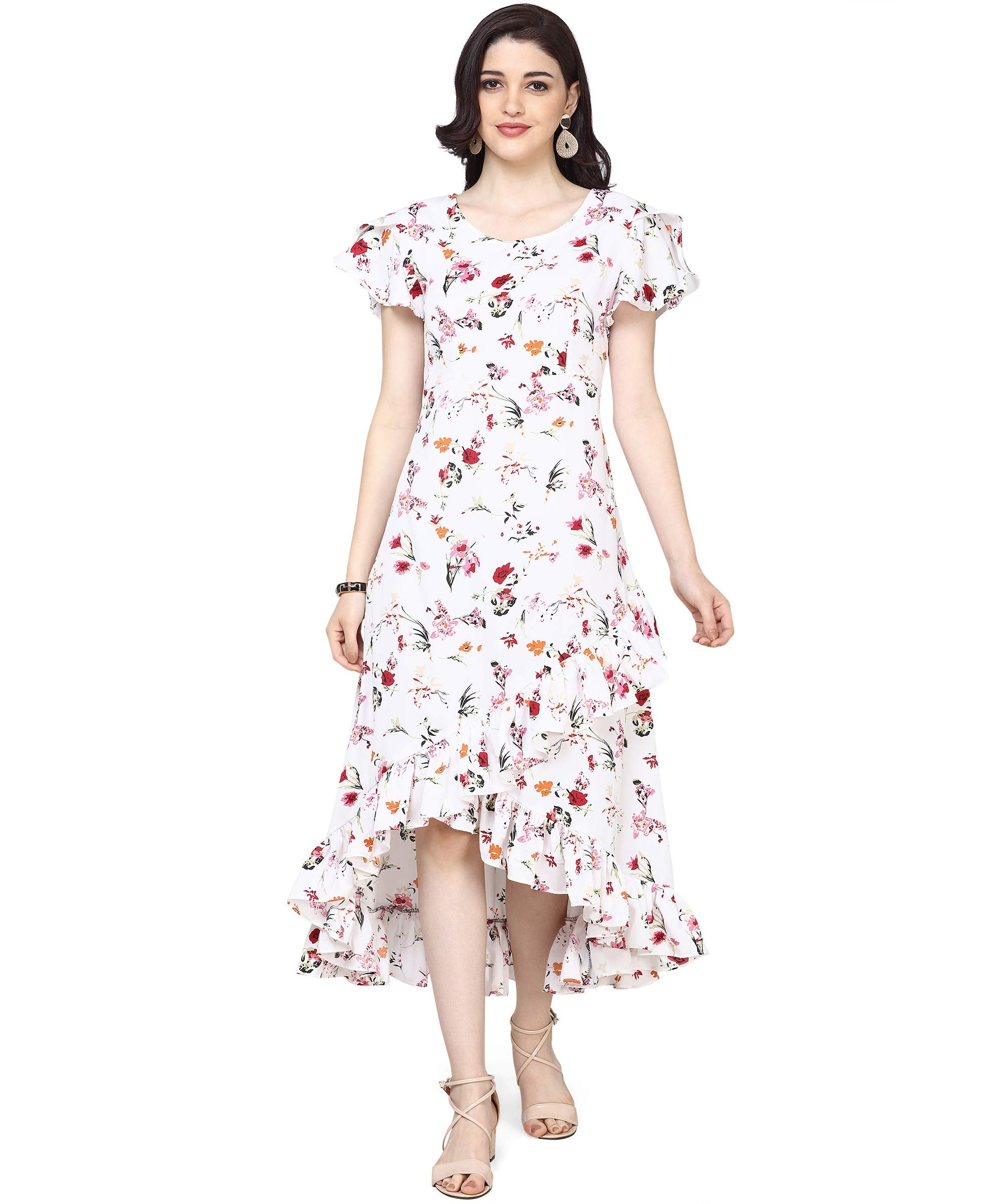 Oomph! Dress For Women Stylish| Summer Vacation Style |Floral Print Wrap Maxi |Lightweight Flared Maxi Dress For Casual & Holida