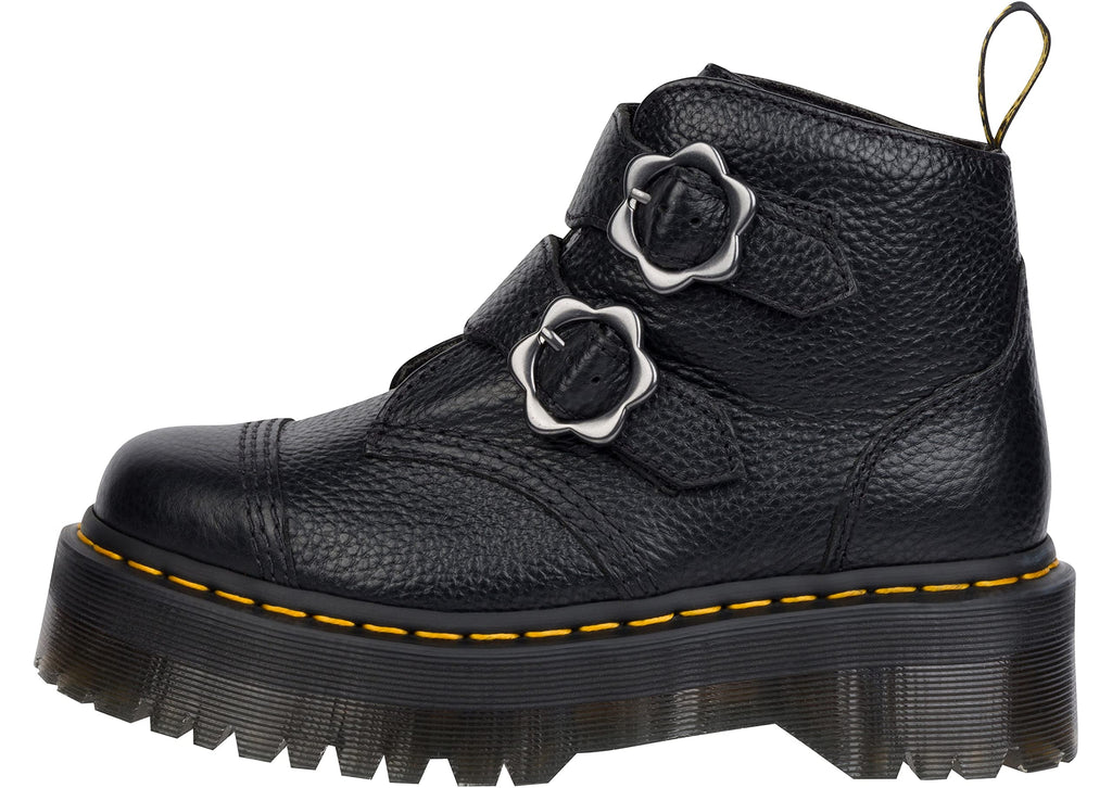 Dr. Martens Women's Devon Flower Ankle Boot, Black, 8