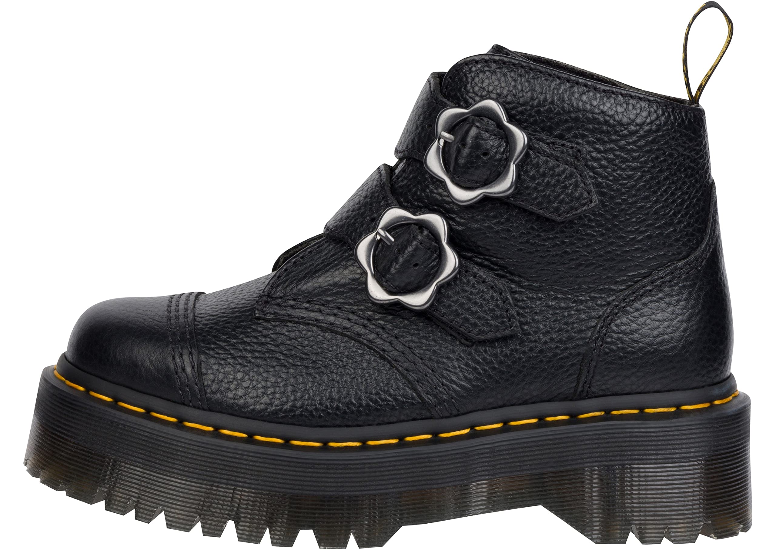 Dr. Martens Women's Devon Flower Ankle Boot, Black, 9
