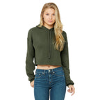 Ladies cropped Fleece Hoodie - PEAcH - S(D0102H7WRTT)