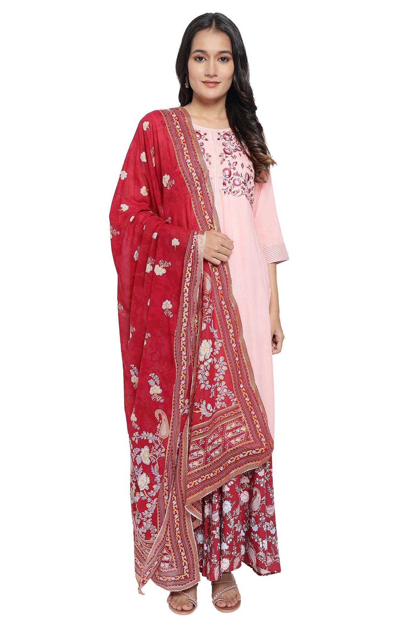 Aurelia Women'S Rayon Kurta, Cullote & Dupatta (21Auas12601-603050_Peach_S)