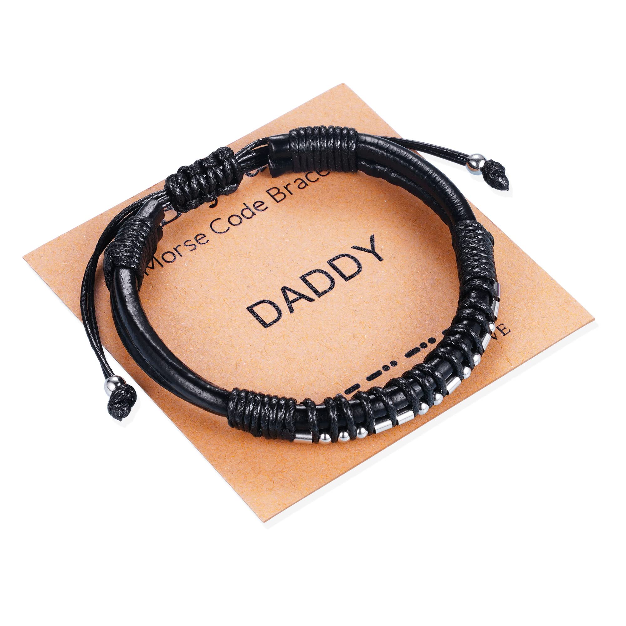 Btysun Birthday Gifts for Dad Morse Code Bracelets for Men Motivational Gifts Mens Bracelet Christmas Step Bonus Daddy Adjustabl