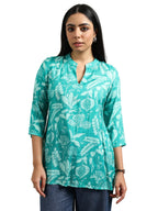 Libas WomenS Silk Blend Printed Regular Tunic Shirt (98197 Rama Green