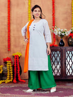 Aarika Girls Casual Wear White Colour Embroidery Cotton Kurti (7-15 Years)