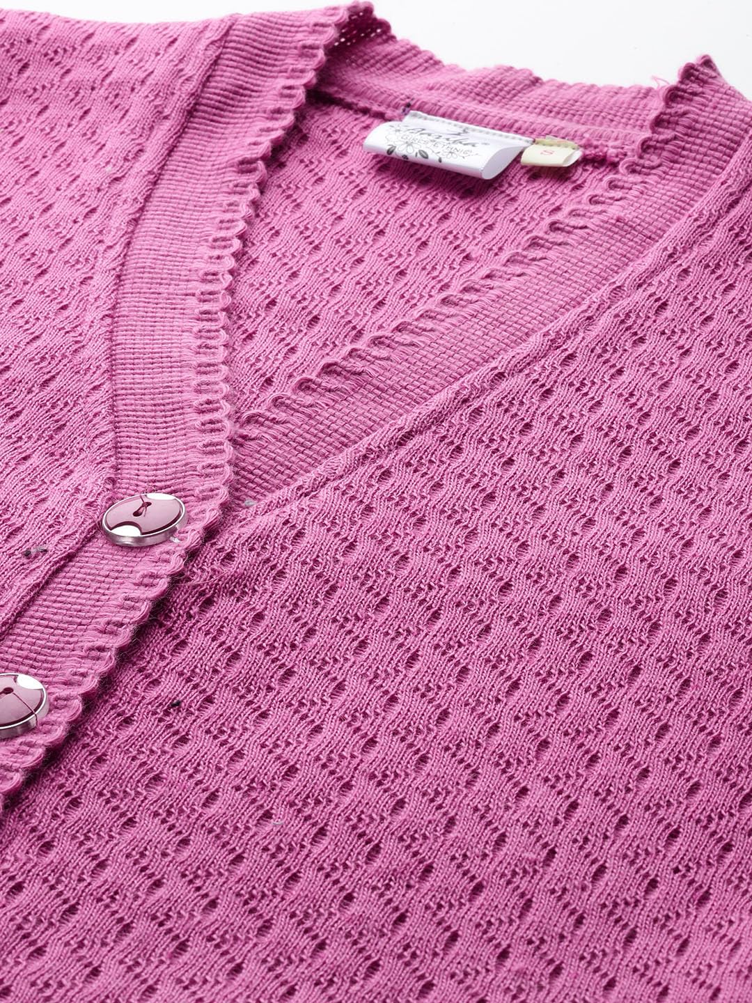 Aarika Womens Winter Wear Pink Colour Solid Woolen Cardigan (S-L)
