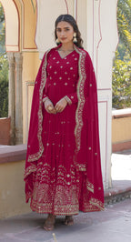 Fashion Basket Turquoise Georgette With Sequins Embroidery Anarkali Kurta Set For Women