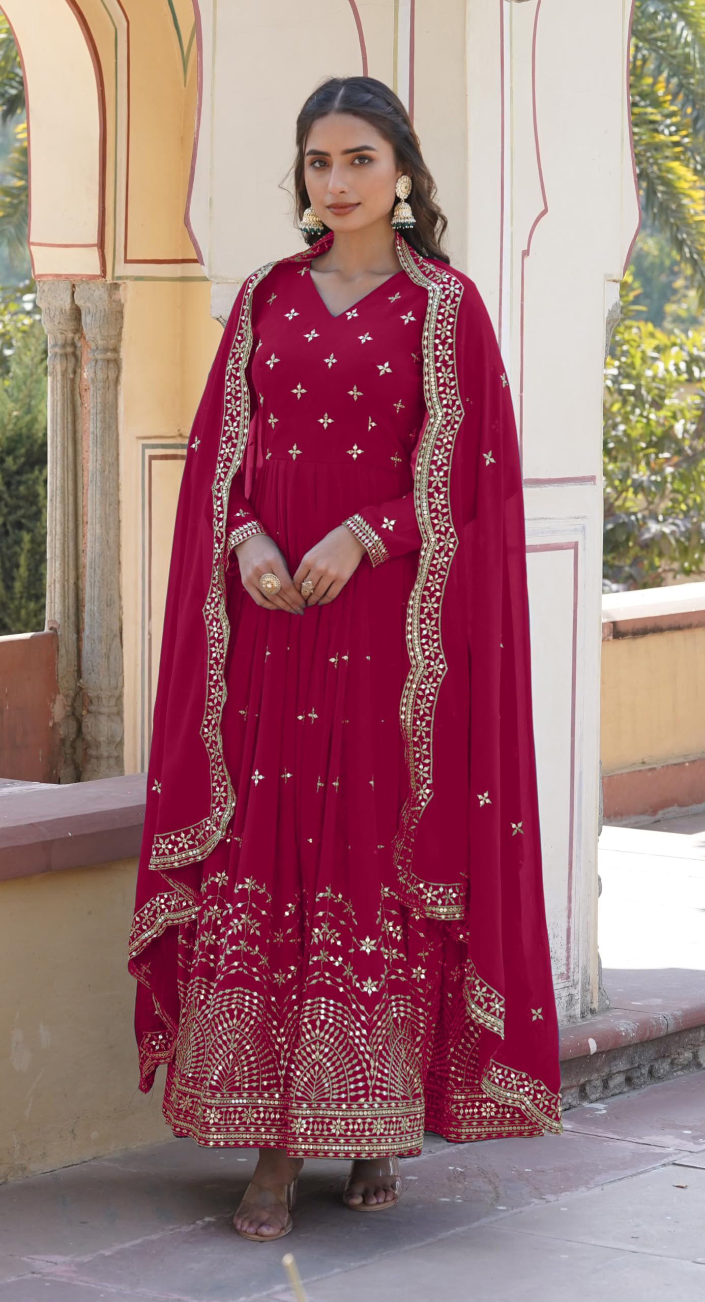Wedani Georgette Anarkali Kurta Set with Dupatta For women