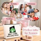 GevGuxLuo Frog Gifts for Frog Lovers, Frog Makeup Bag for Women with Mirror, Frog Birthday Gifts for Daughter Sister Bestie, Cut