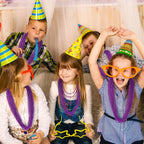 EOBOH Mardi Gras Beads, 12PCS Purple Bead Necklace Party Favors, 33 Bead Necklaces Accessory Set Women Men, Festival Parade Thro