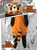 CANASOUR Red Panda Onesie Kids Halloween Cosplay Costume Girls One Piece Pjs Anime Unisex Hoodie Pajamas For 5T Boys Party Pyjam