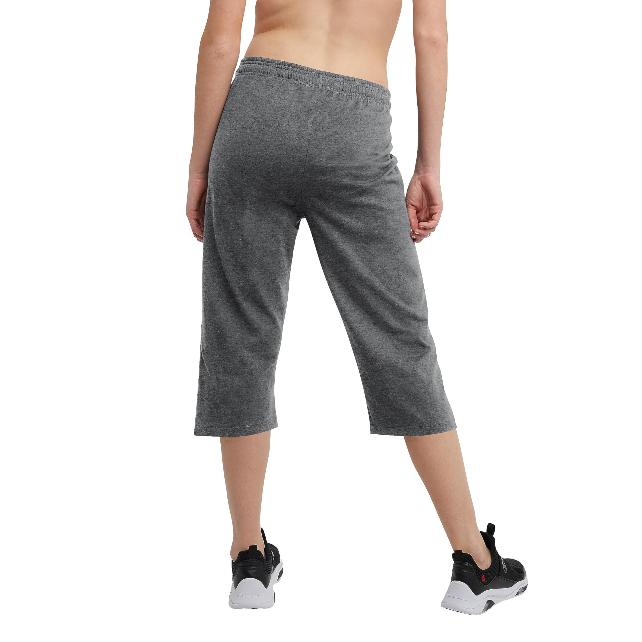 Champion, Lightweight Lounge Cropped Pants, Jersey Knit Capri for Women, 18, Granite Heather, X-Large