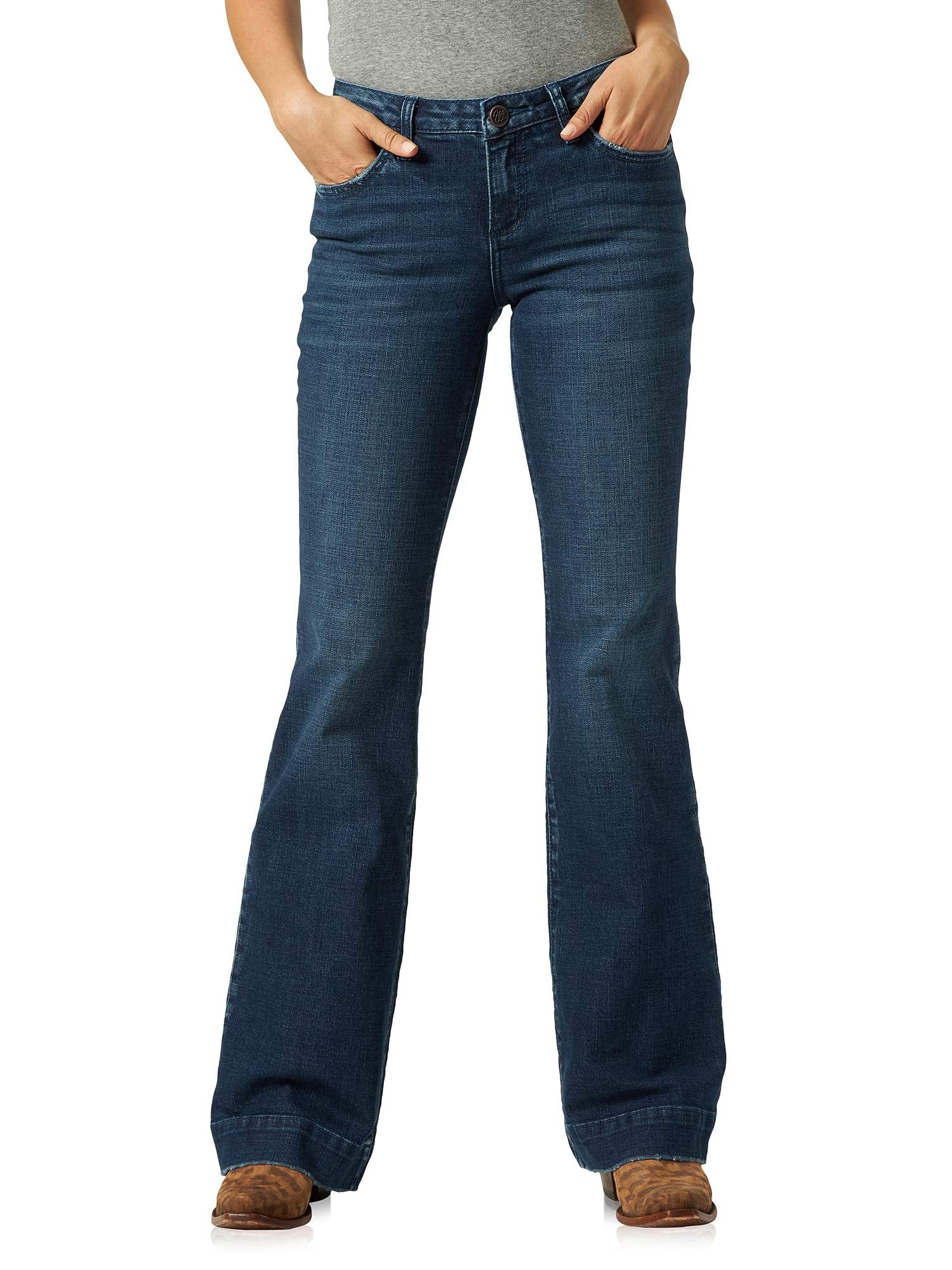 Wrangler Women's Retro Mae Mid Rise Wide Leg Trouser Jean, Sophia, 5 Long