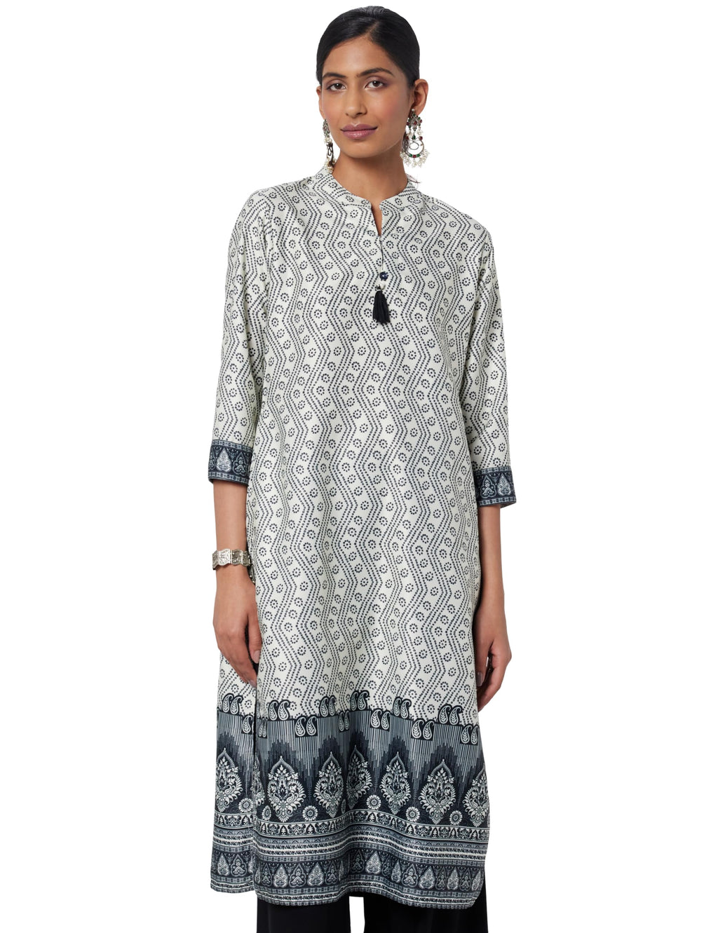 Soch Women Bandhani Print Kurta with Mandarin Collar