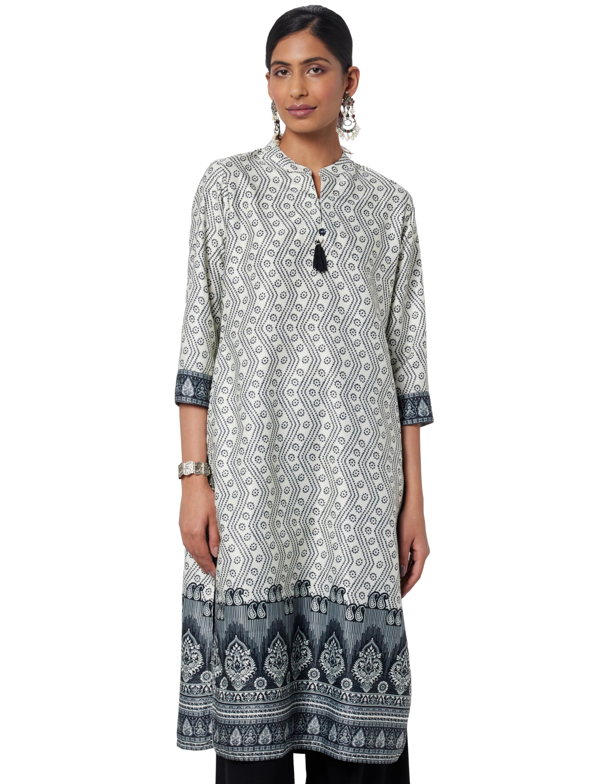 Soch Women Bandhani Print Kurta with Mandarin Collar
