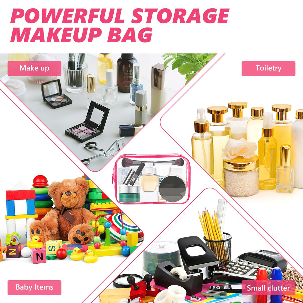 AURUZA 6 PACK Clear Toiletry Bag, TSA Approved Cosmetic Makeup Bags Set, Portable Travel Makeup Bags Zipper PVC Cosmetic Pouch A