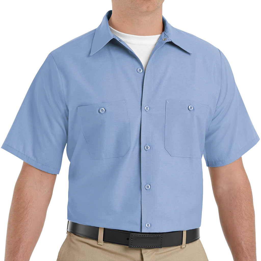 Red Kap Mens Tall Industrial Work Shirt, Regular Fit, Short Sleeve, Light Blue, 3X-Large