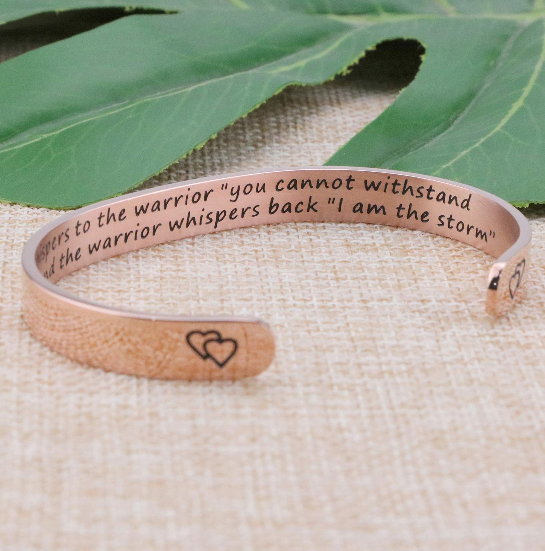 JoycuFF Women Calm Gift for Her Inspirational Christmas Cuff Bangle Bracelets Fate Whispers to The Warrior You Cannot Withstand