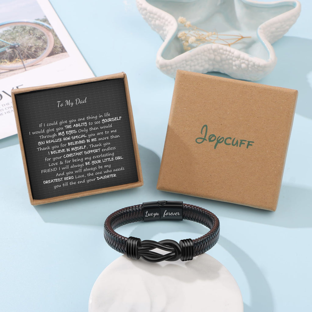 JoycuFF Dad Birthday Gifts from Daughter, Gifts for Dad Ideas for Father's Day Unique Christmas Jewelry for Him Knot Bracelet fo