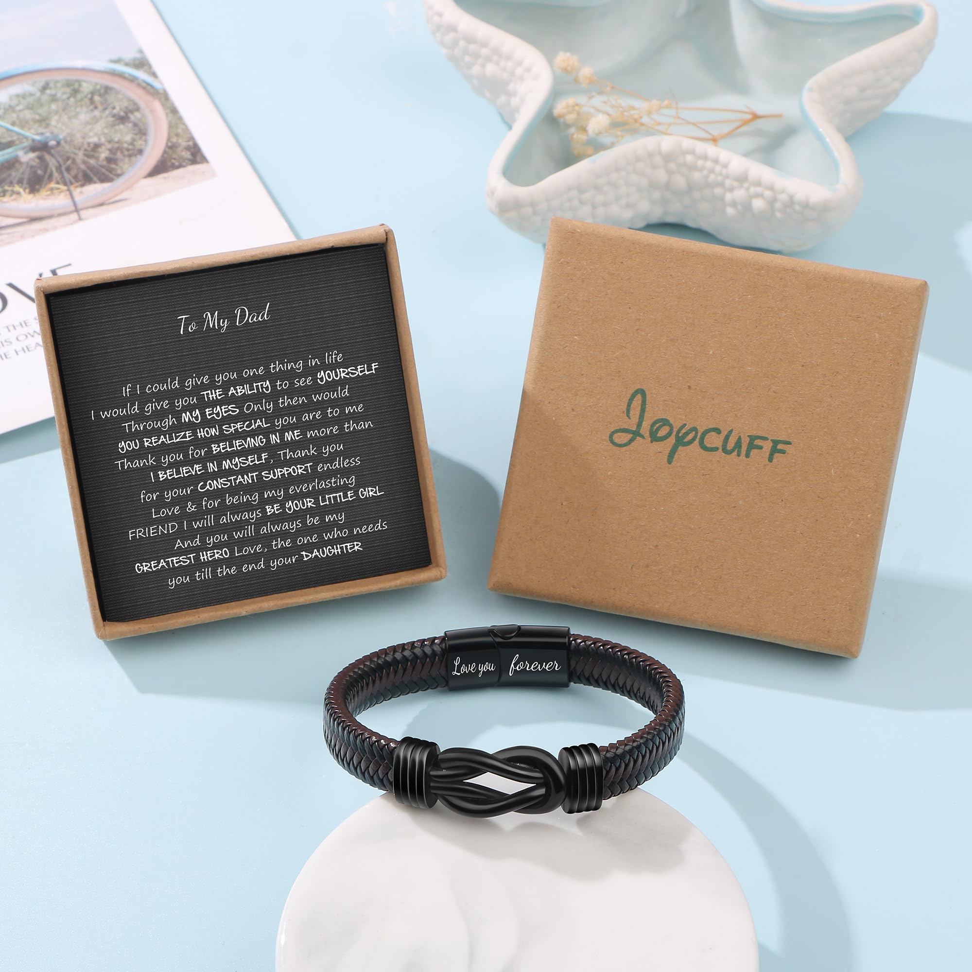 JoycuFF Dad Birthday Gifts from Daughter, Gifts for Dad Ideas for Father's Day Unique Christmas Jewelry for Him Knot Bracelet fo