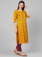 ANNI DESIGNER Womens Rayon Straight Printed Kurta (AUMZ Yellow_XXL-Yellow_XX-Large)