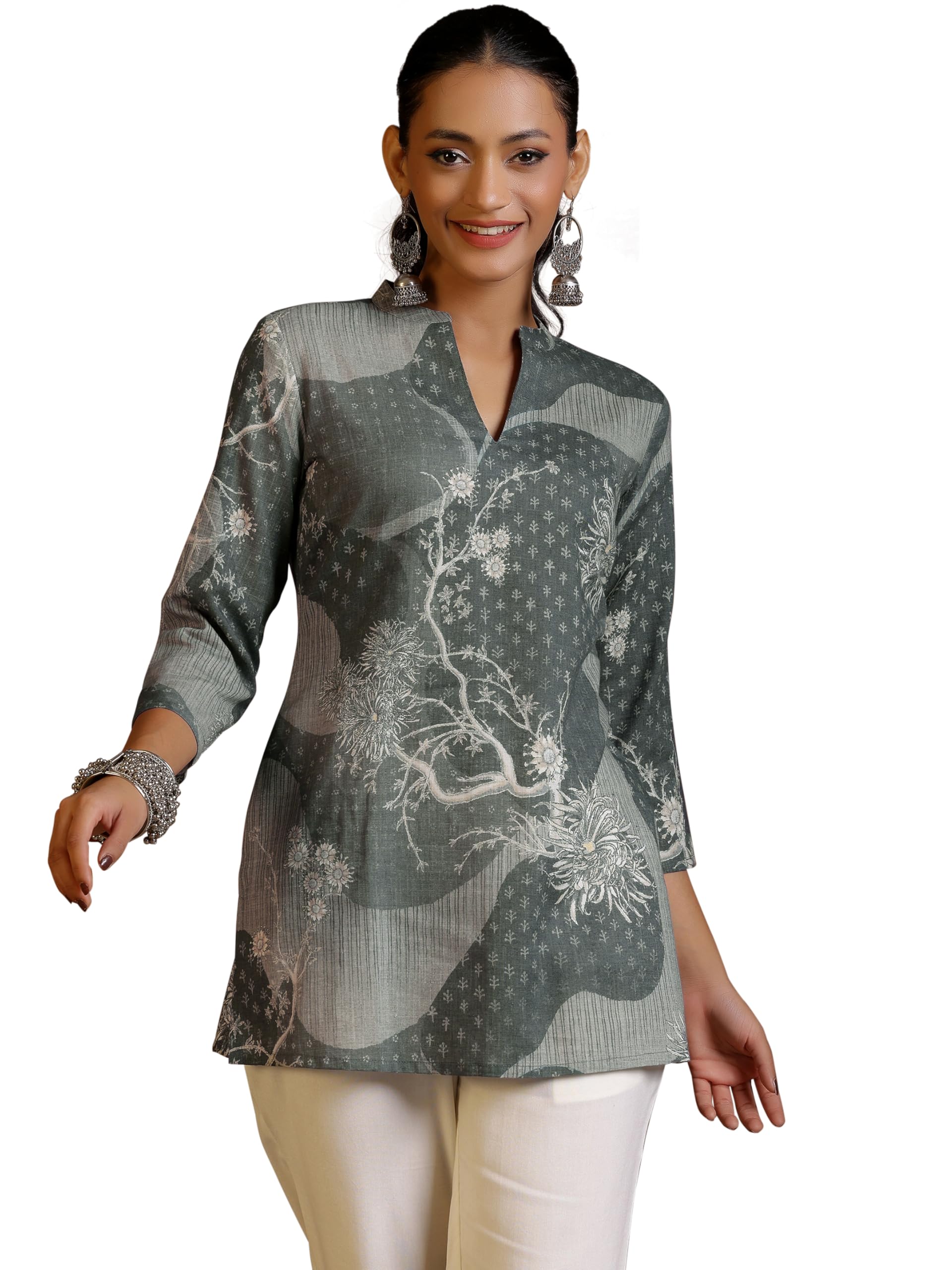 Libas Womens Printed Linen Straight Kurti For Women
