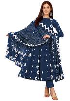 Anni Designer Women'S Rayon Viscose A-Line Printed Kurta With Pant & Dupatta (Inira Blue_M_Blue_Medium)