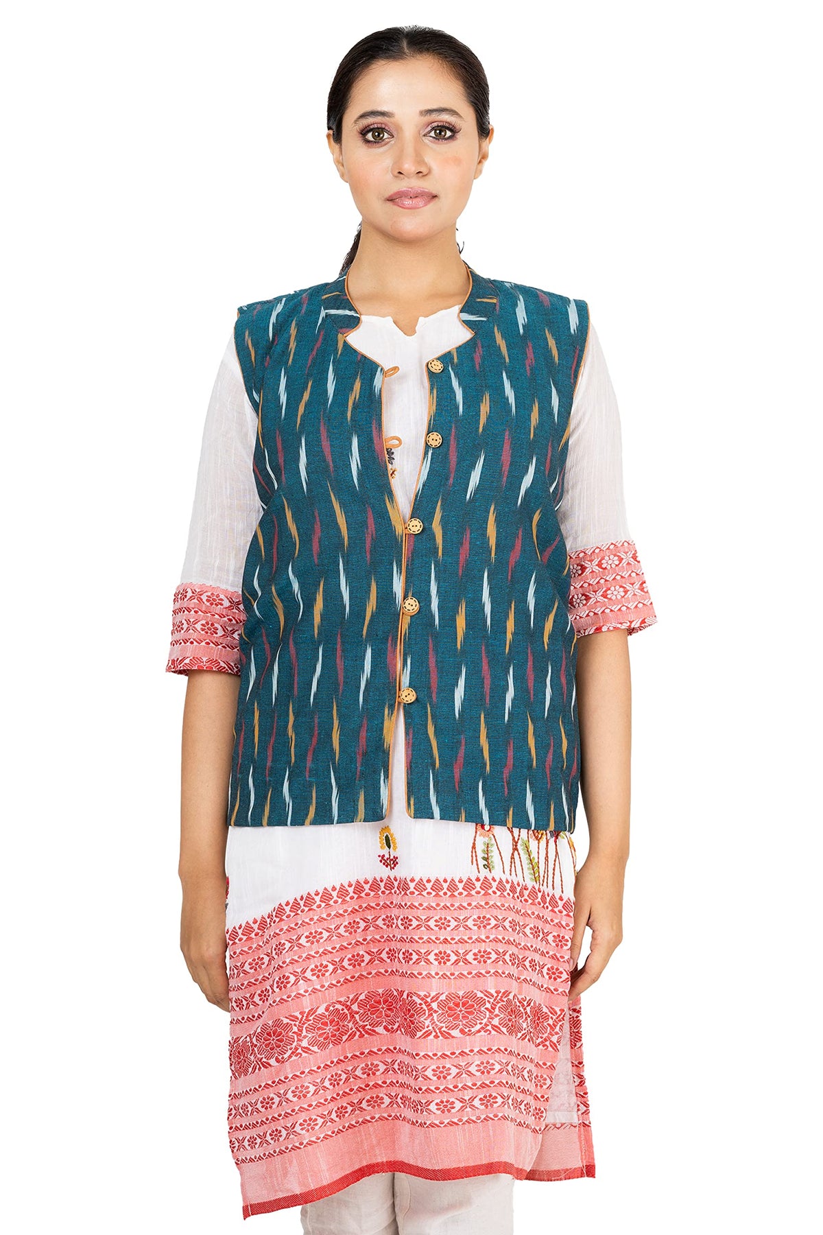 Jalpaibon Cotton Traditional Ethnic Wear Handmade Jacket for Womens/Girls (44) Green 2