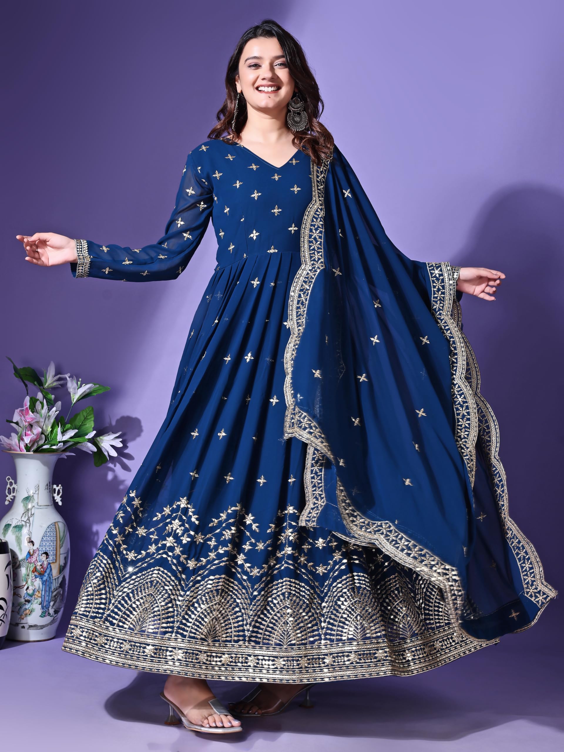 Wedani Georgette Embroidered Anarkali Gown For Women