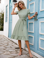 Tagas Women Knee Length Dress (Green_Xs)