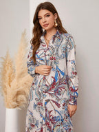 Leriya Fashion Womens Ethnic Co Ord Set || Paisley Printed Co-Ord Set for Women || Long Straight Shirt Kurta with Pant Set for