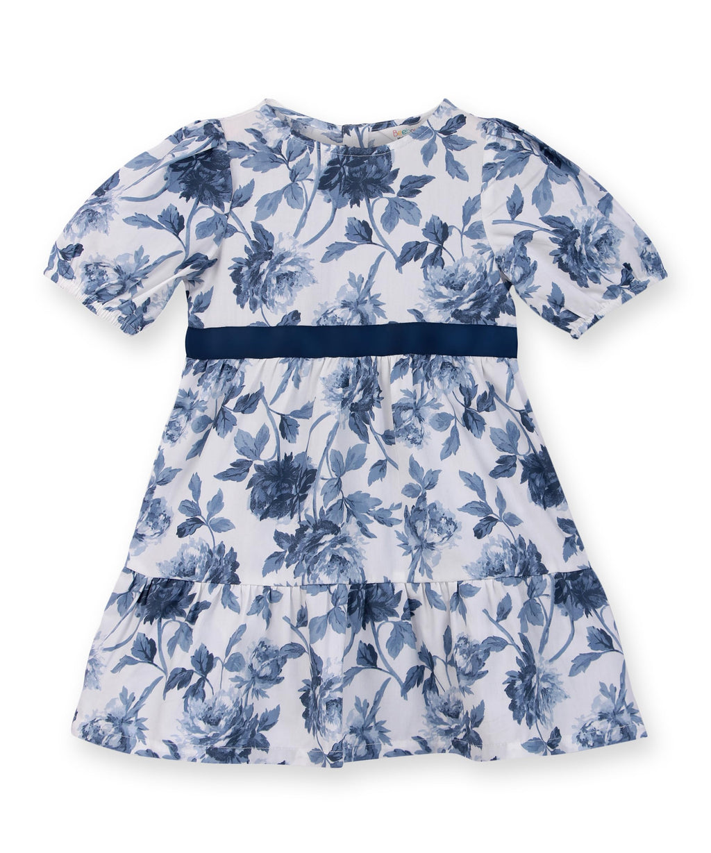 Floral fit-and-flare dress WHITE