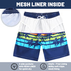 KAILUA SURF Mens Swim Trunks Long, Quick Dry Mens Boardshorts, 9 Inches Inseam Mens Bathing Suits with Mesh Lining