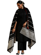 Libas Womens Woven Design Cotton Blend Straight Kurta With Trousers And Dupatta