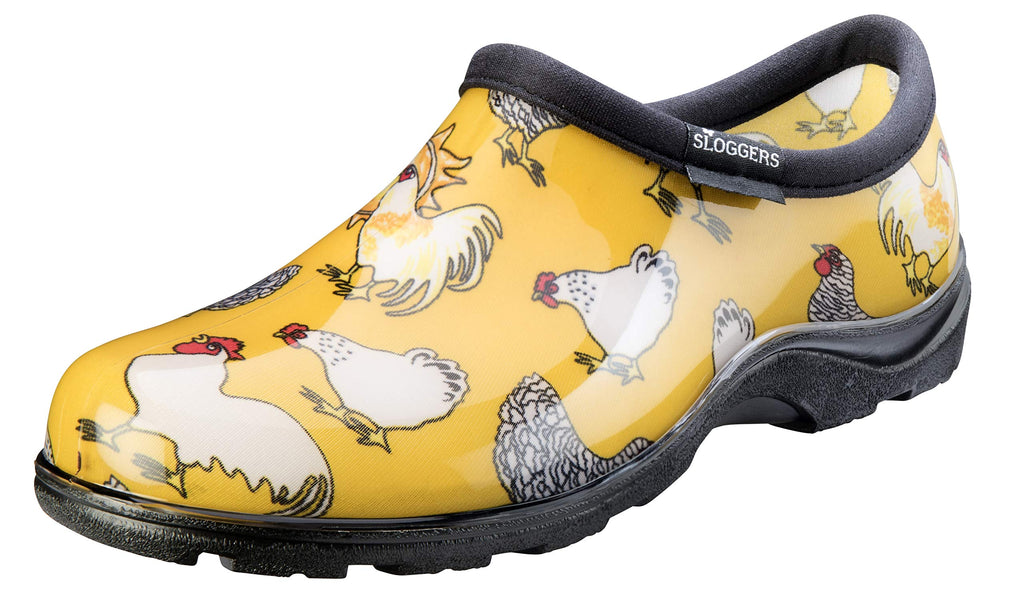 Sloggers Waterproof Garden Shoe for Women - Outdoor Slip On Rain and Garden Clogs with Premium Comfort Insole, (Chickens Daffodi