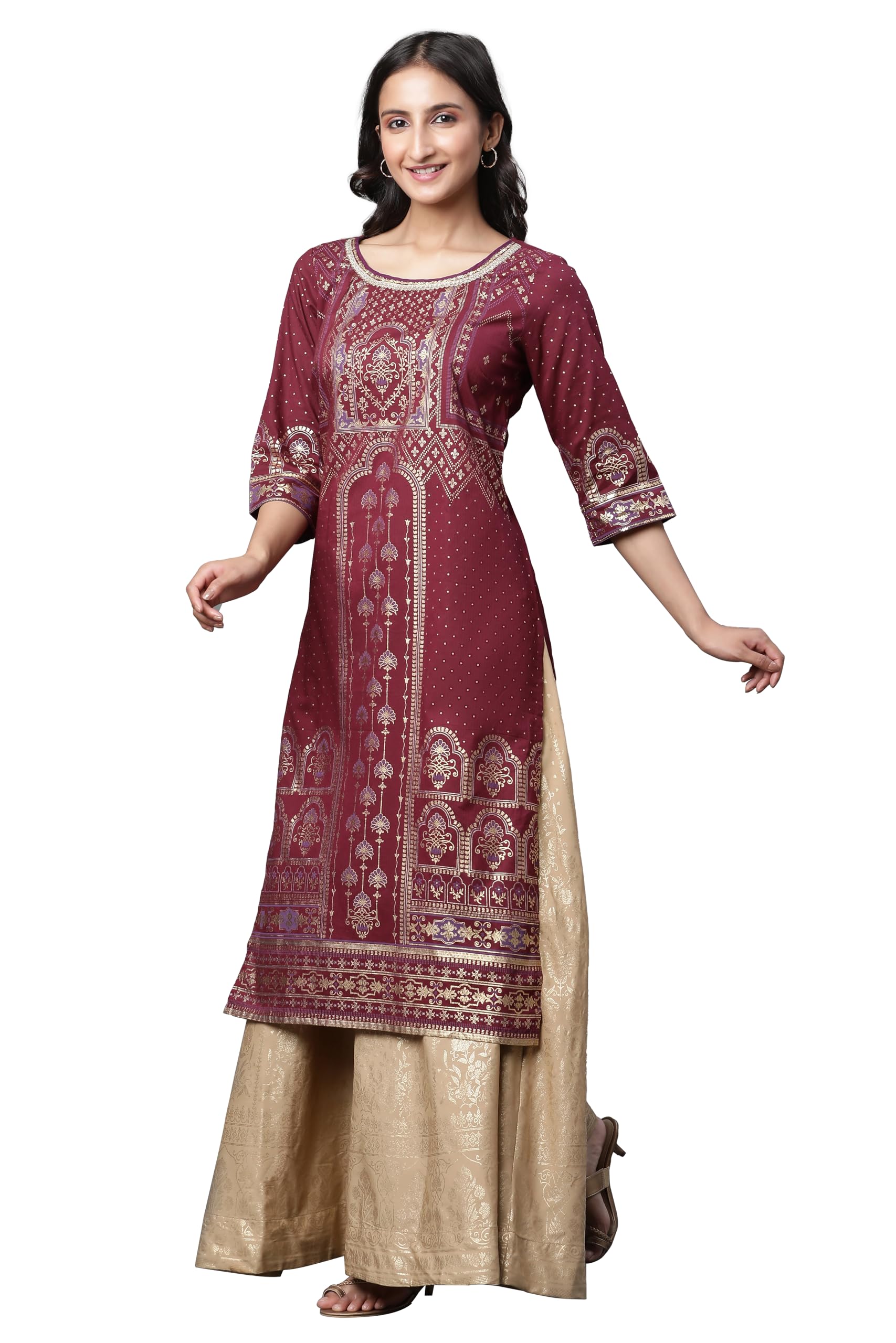 Aurelia Womens Fairway Abstract Printed Pure Cotton Kurta_23AUA14528-507330_L