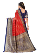 Satrani Womens Printed Poly Silk Saree with Unstitched Blouse Piece